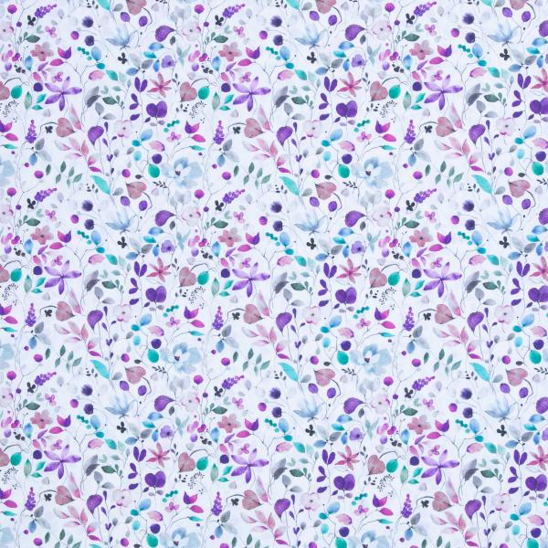 Baumwolle beschichtet Blumen lila/weiß by Swafing